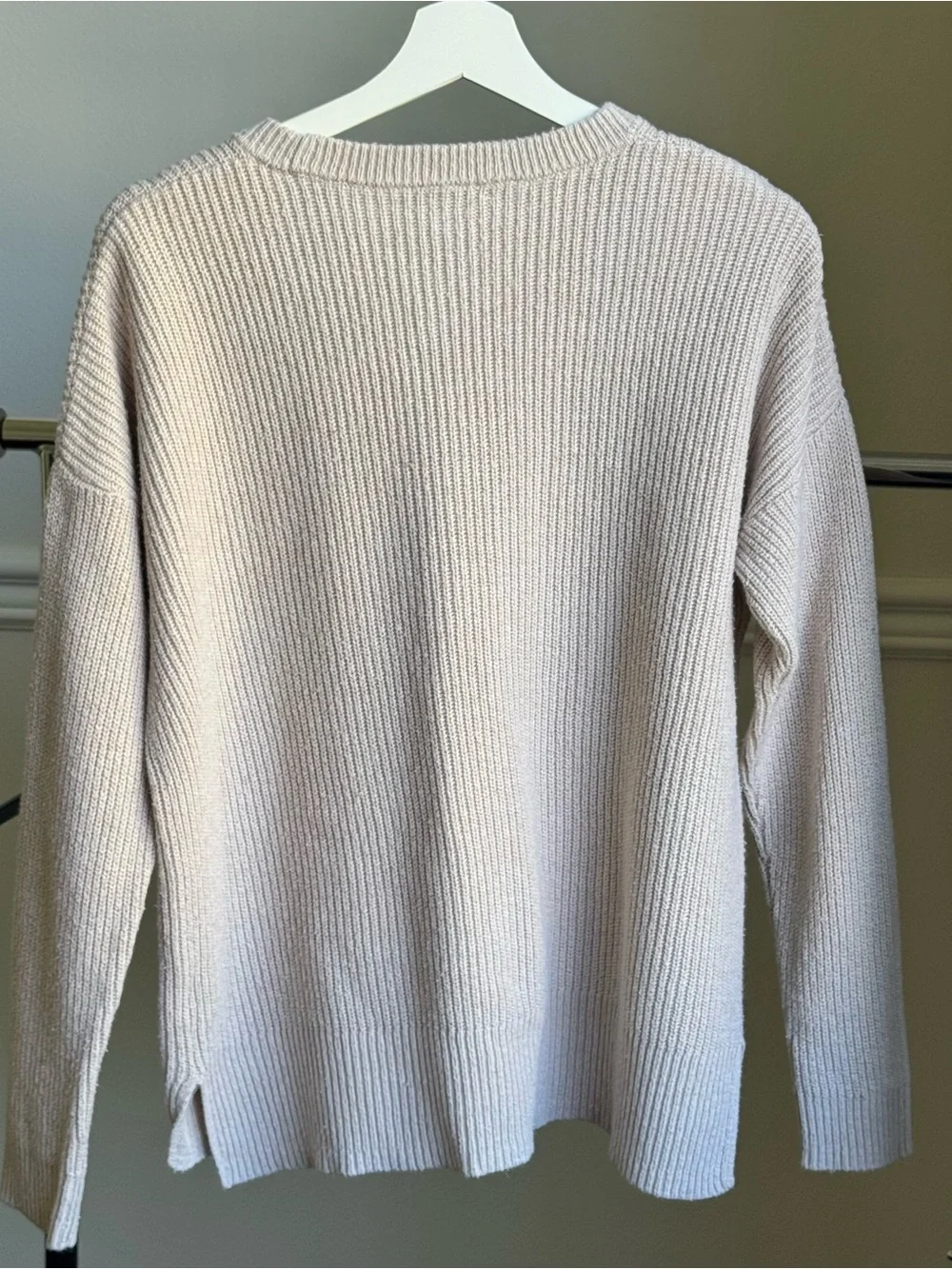 Madewell Women’s Ribbed Thompson Pocket Sweater Tan Medium Cotton Pre-owned